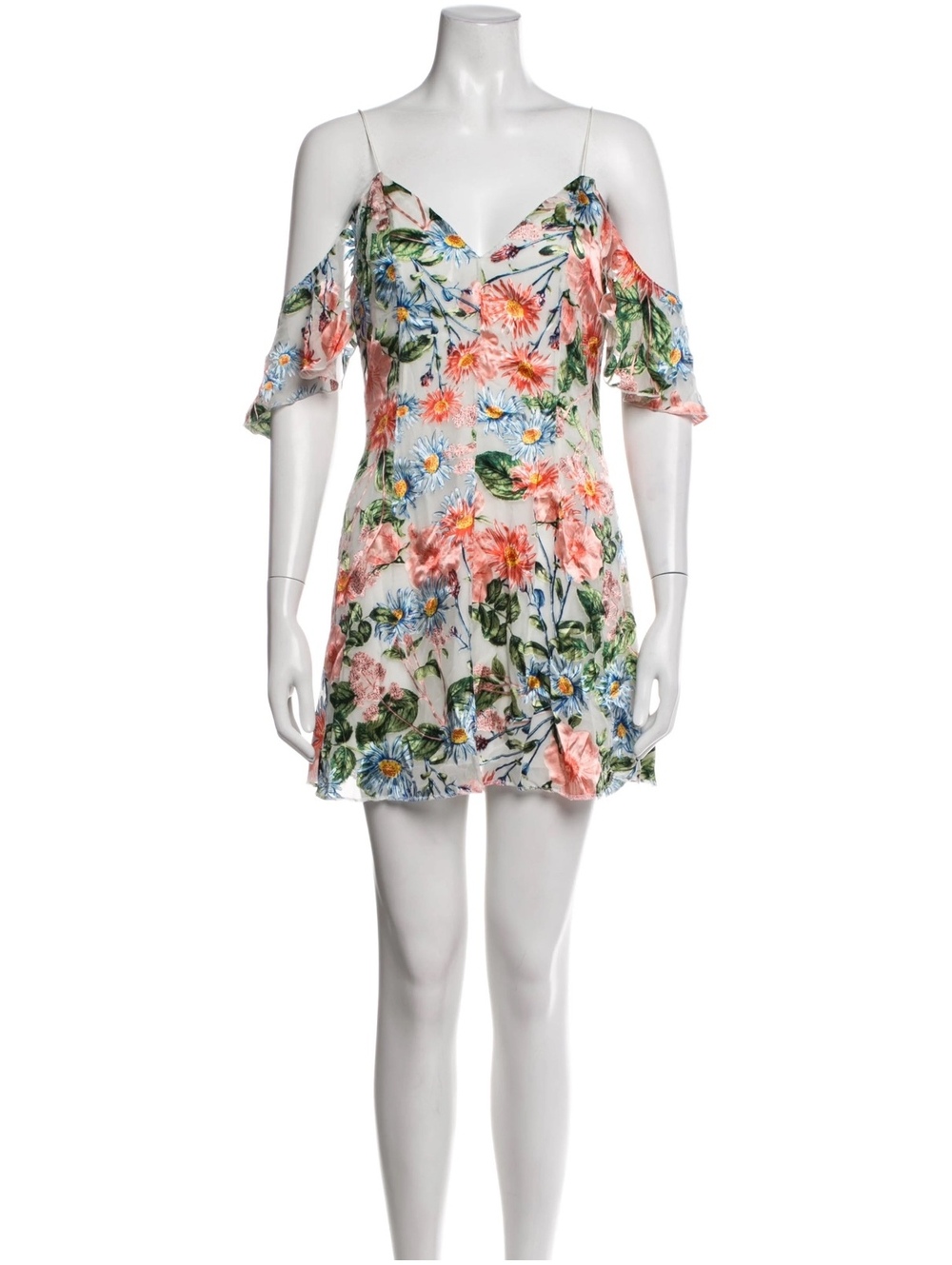 Alice + Olivia Alves cold-shoulder floral burnout mini dress Size 6